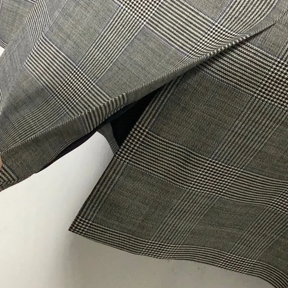J. Crew Glen Plaid Double Breasted Wool Ruffle Pocket Blazer Jacket  Size 4